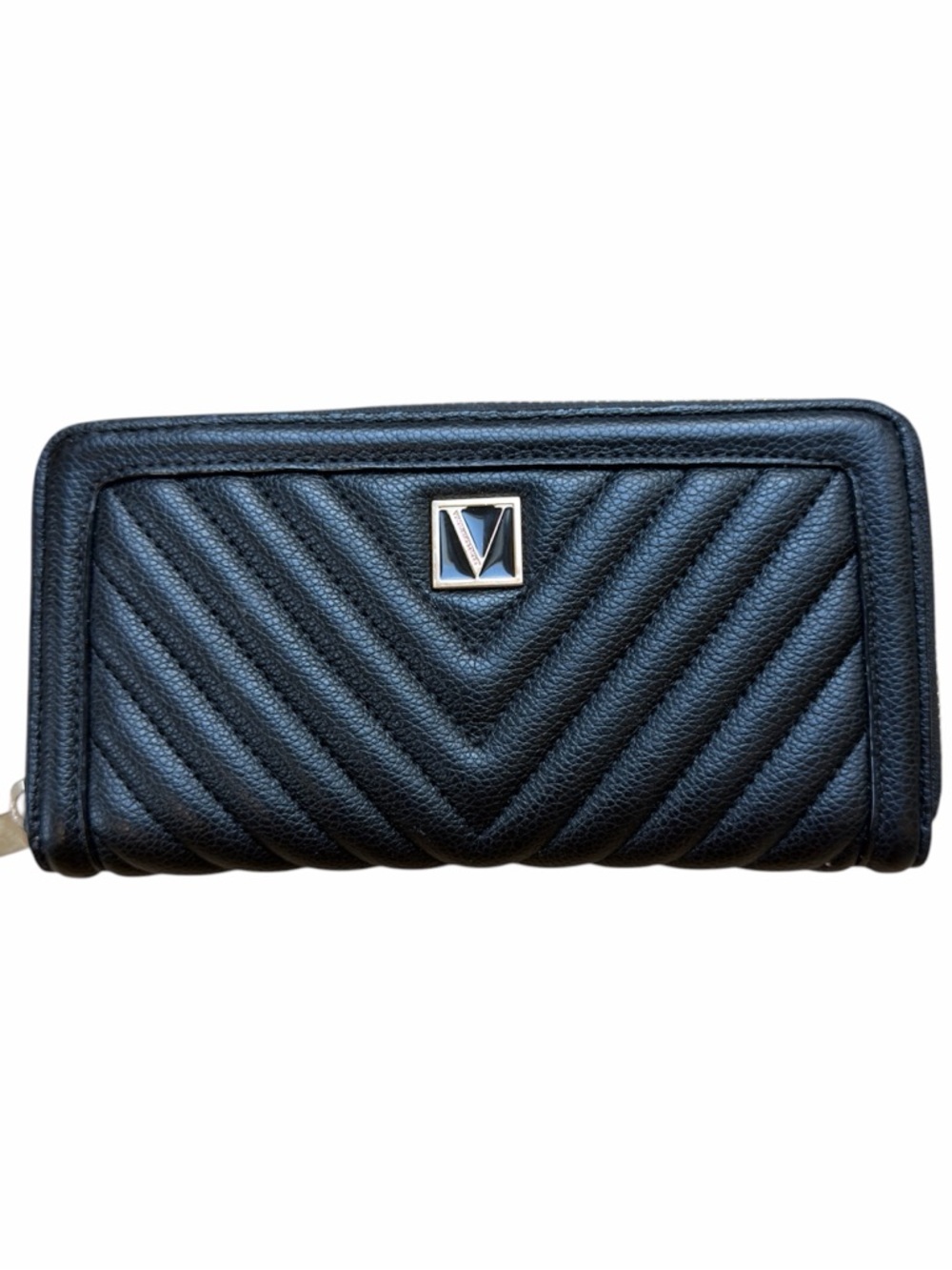 Victoria's Secret Black Large Wallet Full
Zip Around Quilted Faux Leather